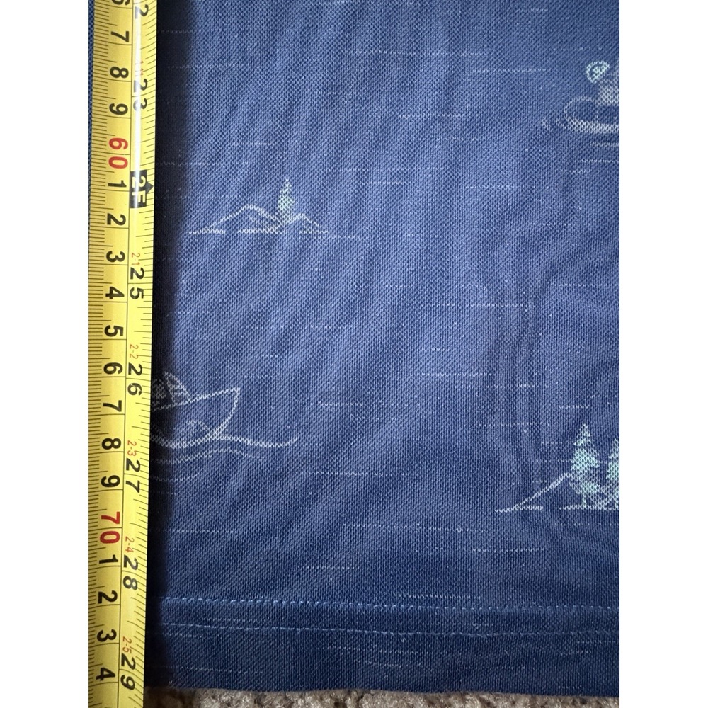 Travis Mathew Short Sleeve Polo Shirt Blue Boat Mountain Theme Logo Large JBHS - Picture 6 of 11